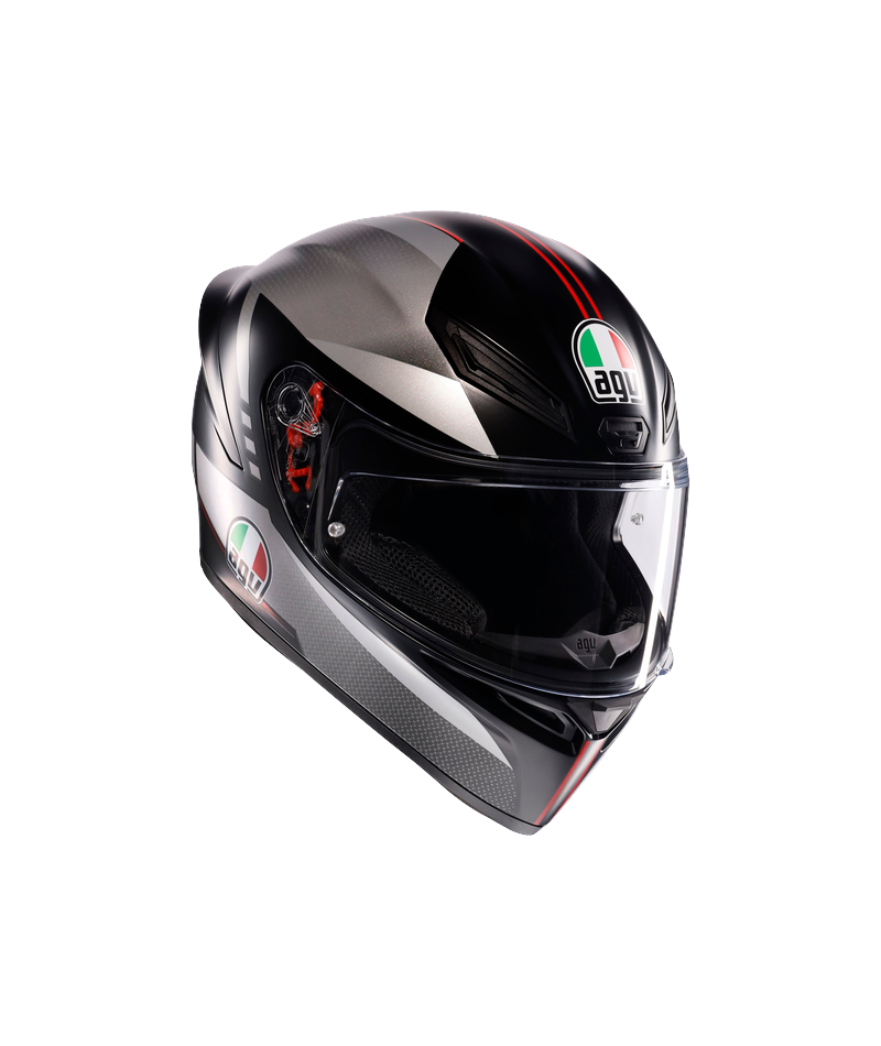 Kask Integralny AGV K1 S # Lap Matowy Czarny/Szary/Czerwony S
