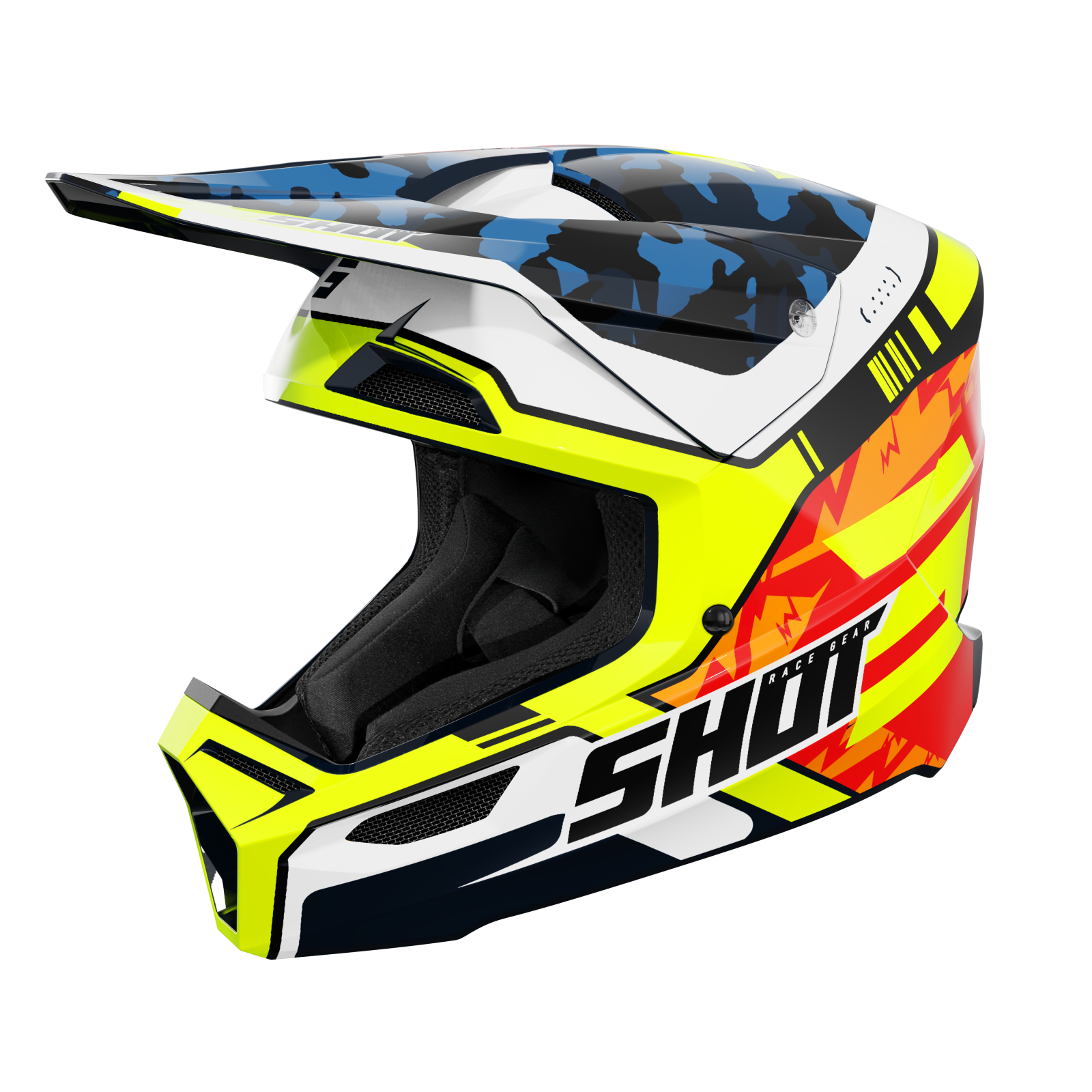 Kask Cross SHOT RACING Furious Kid Flash Niebieski/Żółty fluo Glossy YS