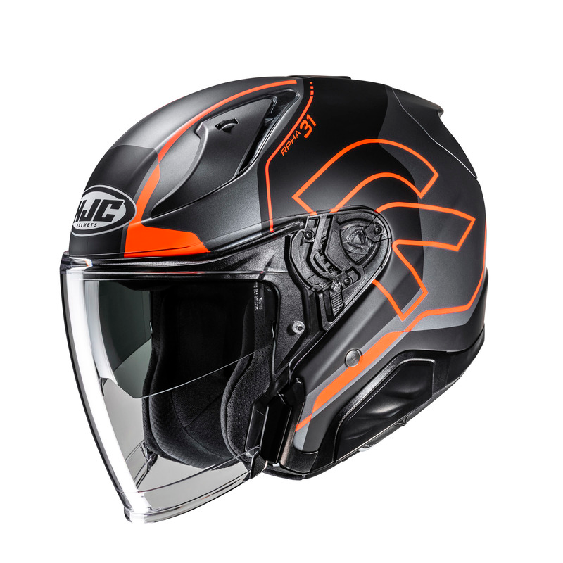 Kask Otwarty HJC RPHA31 Dereen Czarny/Pomarańczowy M
