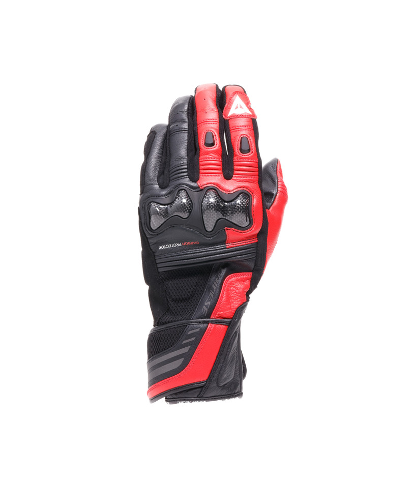 Rękawice skórzane Dainese Reacto Carbon Long Czarny/Czerwony fluo L