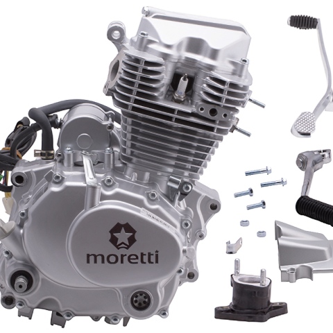 Silnik Moretti pionowy 162FMJ, 150cc 4T, 5-biegowy manual, srebrny
