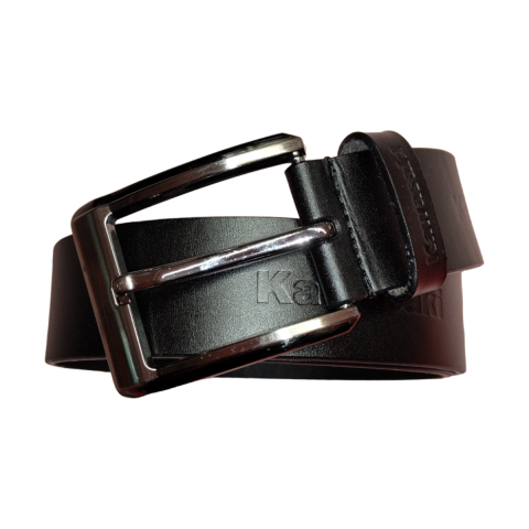 CZARNY PASEK SKÓRZANY Z LOGO KAWASAKI