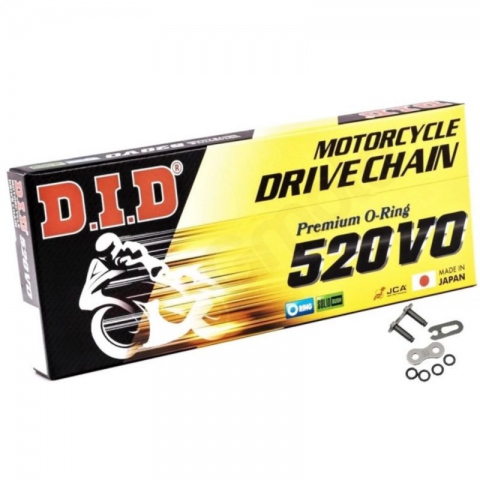 ŁAŃCUCH MOTOCYKLOWY DID V0 520 DŁUGOŚĆ 120 OGNIW ZAPINKA