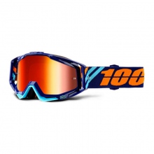 100% Racecraft Gogus Calculus Navy - Red Mirror + Clear Lens Premium Motocross Goggle