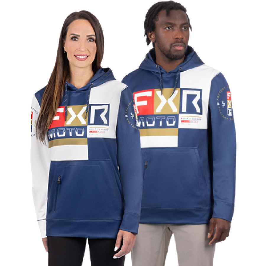Bluza z kapturem FXR Moto Tech PO Granatowy/Biały L