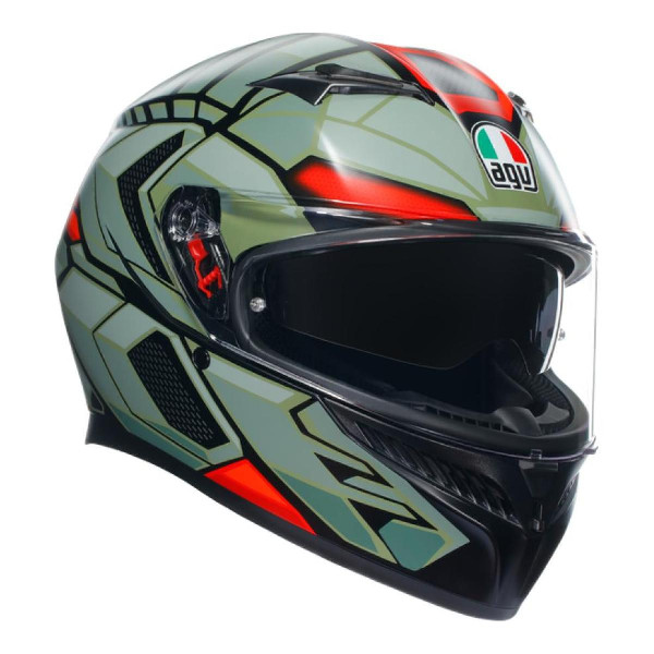 Kask Integralny AGV K3 Decept Matt Czarny/Zielony/Czrewony S