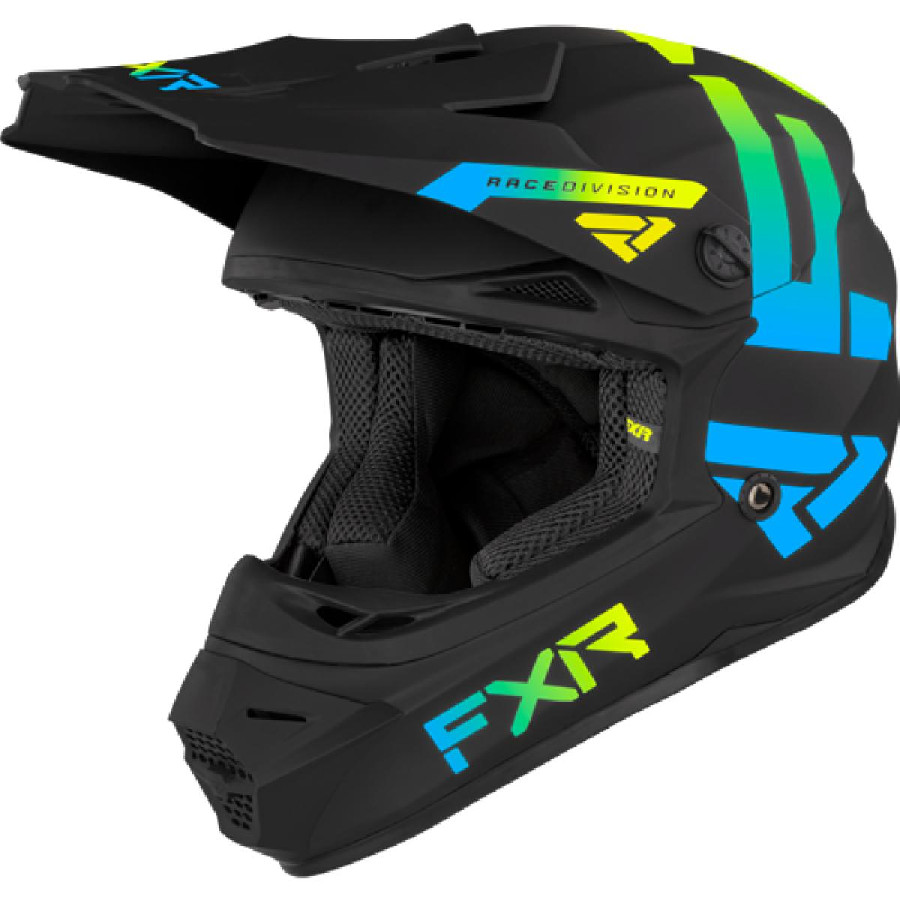 Kask Cross FXR Youth Legion Czarny/Niebieski/Hi Vis YM
