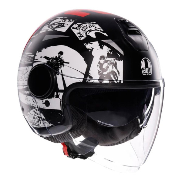 Kask Otwarty AGV Eteres History Matt Czarny/Biały/Czerwony M