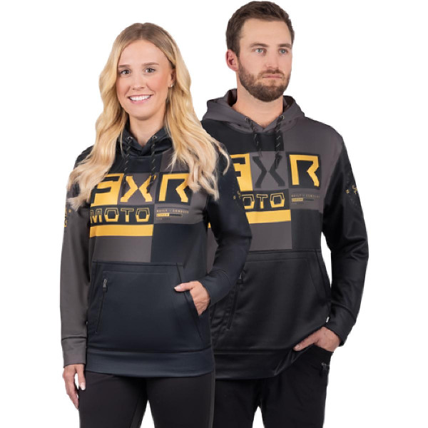 Bluza z kapturem FXR Moto Tech PO Czarny/Szary 2XL
