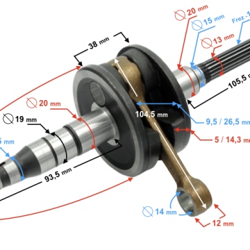 Wał korbowy SKUTER 050 2T FALCON 17 frezów