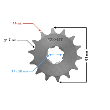 Zębatka zdawcza Moretti 14/428 do WSK125