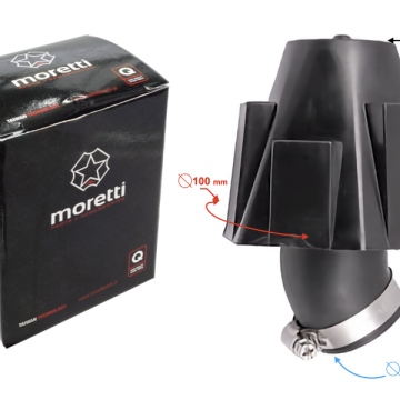 Filtr powietrza, stożkowy zabudowany - kątowy (45°) 38mm