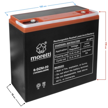 Akumulator Moretti (Gel) 20Ah 6-DZM-20 12V skuter elektryczny