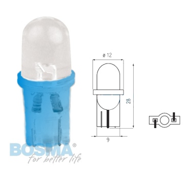 Żarówka BOSMA 12V 1xLED T10 BLUE MAT BLISTER 2 SZT