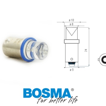 Żarówka BOSMA 12V 1*LED STANDARD BA9s  BLUE WIDE VIEWING BLISTER