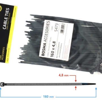 Opaska zaciskowa BOSMA 4,8*160 mm BLACK (100 pcs) 5473