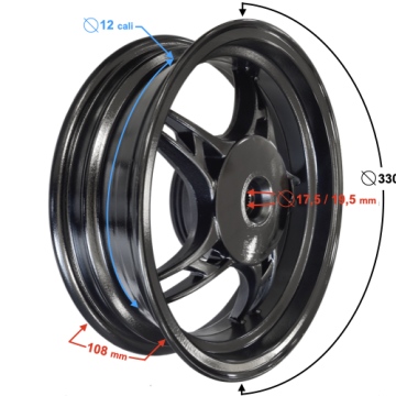Felga tył 12-3,50 hamulec bębnowy Falcon 2 aluminiowa  4t 19 frezów