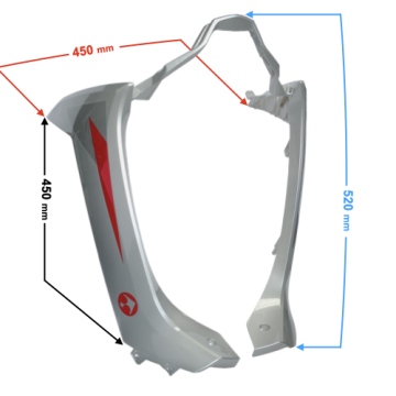 Obudowa dolna przednia srebrno-czerwona Scalpel