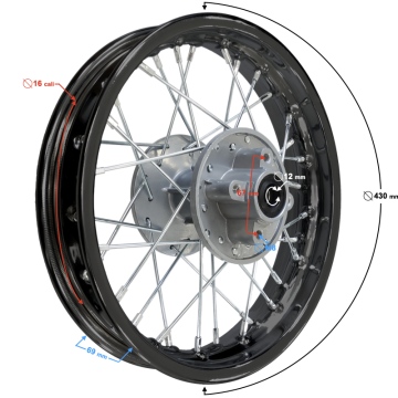 Felga tylna 16x1,85 ( rozstaw 67mm) Dirt bike
