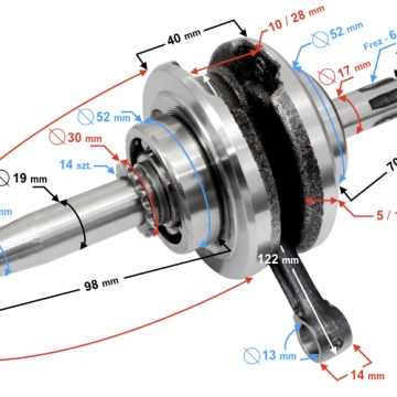 Wał korbowy do motoroweru 50cc 4T