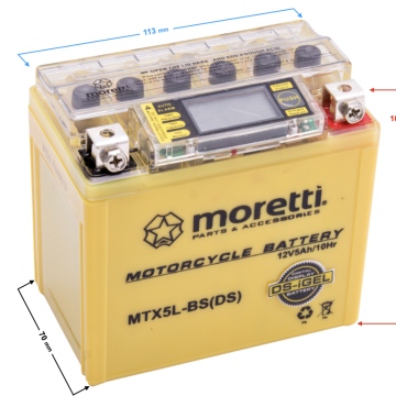 Akumulator Moretti AGM (I-Gel) MTX5L-BS ze wskaźnikiem