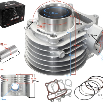 Cylinder Moretti do skutera 4T 125cc 152QMJ sw.15mm