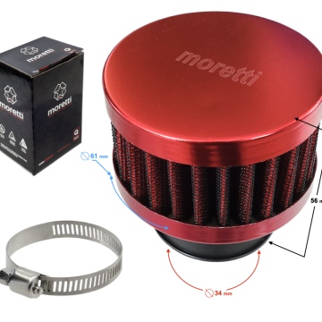 Filtr powietrza stożkowy czerwony, średnica 34 mm