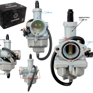 Gaźnik PZ26, 125cc 4T, p.20mm, ssanie na dźwignię