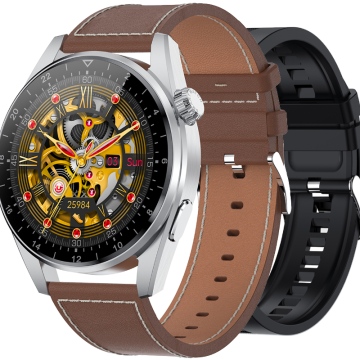 Smartwatch Rubicon RNCE78 srebrny czarny silikon i brązowa skóra