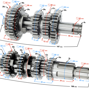 Skrzynia biegów do silnika Moretti pionowy 162FMJ, 150cc 4T 5-biegowy manualny