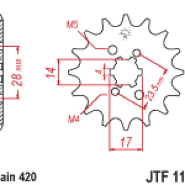 ZEBATKA NAPĘDOWA PRZÓD Rozmiar 14 JTF1129.14 DERBI GPR 50 SENDA 50 R GILERA SMT 50 ZULU 50