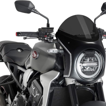 SZYBA PÓŁOWIEWKA PUIG W STYLU RETRO DO HONDA CB1000R NEO SPORTS CAFE 18-22 OBUDOWA CARBON / MOCNO PRZYCIEMNIONA