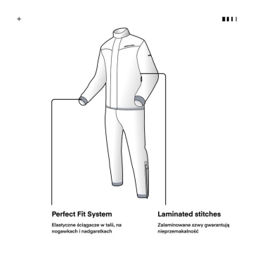 KOMBINEZON PRZECIWDESZCZOWY 2-CZĘŚĆ. REBELHORN RAIN BLACK/FLUO YELLOW XXS