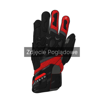 RĘKAWICE SKÓRZANE REBELHORN VIPER BLACK/FLUO RED XXL