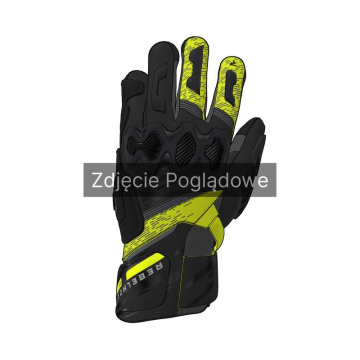 RĘKAWICE SKÓRZANE REBELHORN VIPER BLACK/FLUO YELLOW 3XL