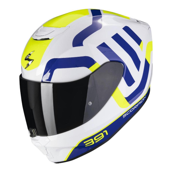Kask Integralny Scorpion Exo Exo-391 Arok Biały/Niebieski/Żółty fluo XL