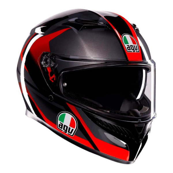 Kask Integralny AGV K3 Striga Czarny/Szary/Czerwony M