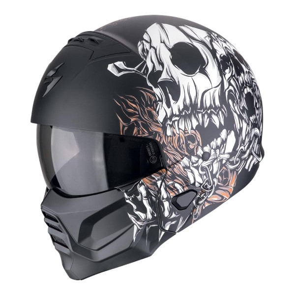 Kask Szczękowy Scorpion Exo Exo-Combat II Genesis Matt Czarny/Biały/Złoty XL