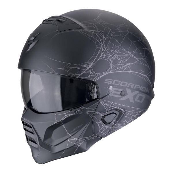 Kask Szczękowy Scorpion Exo Exo-Combat II Spiderweb Matt Czarny/Srebrny M