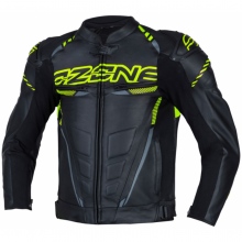 Kurtka skórzana OZONE RS600 Czarny/Żółty fluo 58