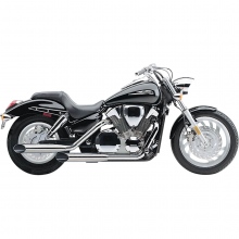 WYDECH TŁUMIK COBRA HONDA VT750  EXHAUST SYSTEM 2 INTO 2 CLASSIC DELUXE STAGGERED DUAL SLASH CUT CHROME